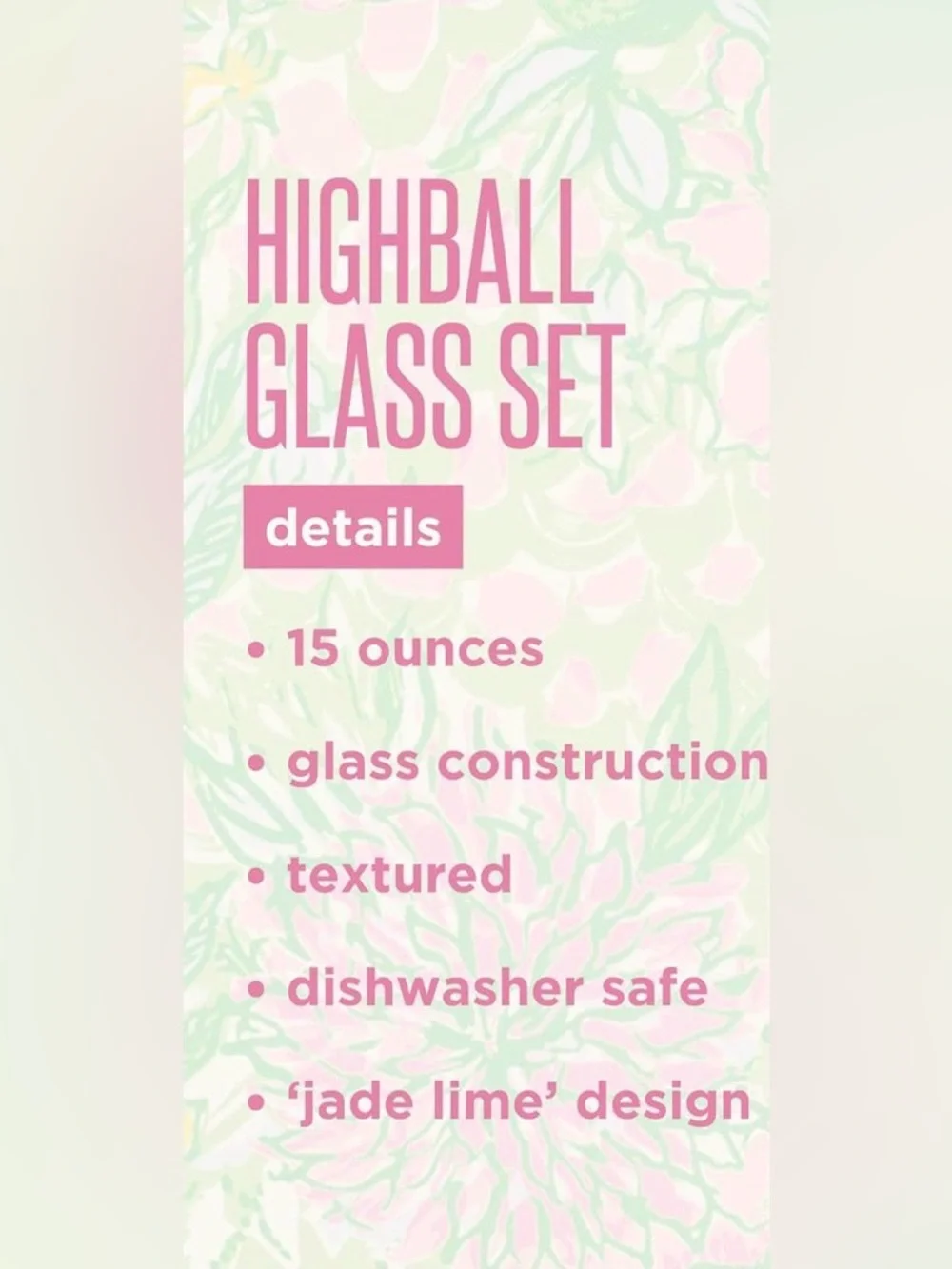 Lilly Pulitzer Highball Glass Set NWT - Picture 3 of 5